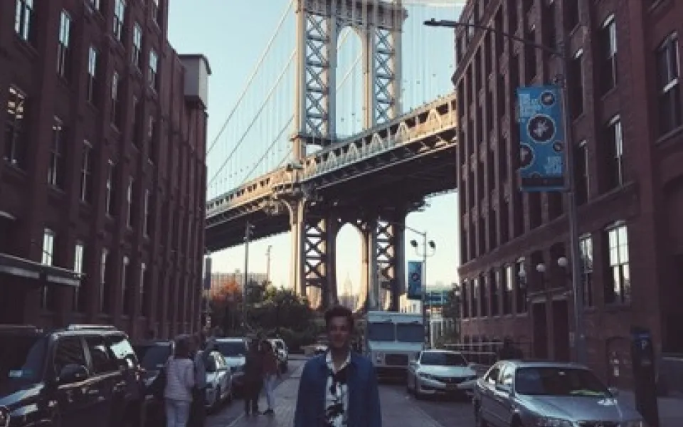 Emiel tijdens zijn stage in New York!